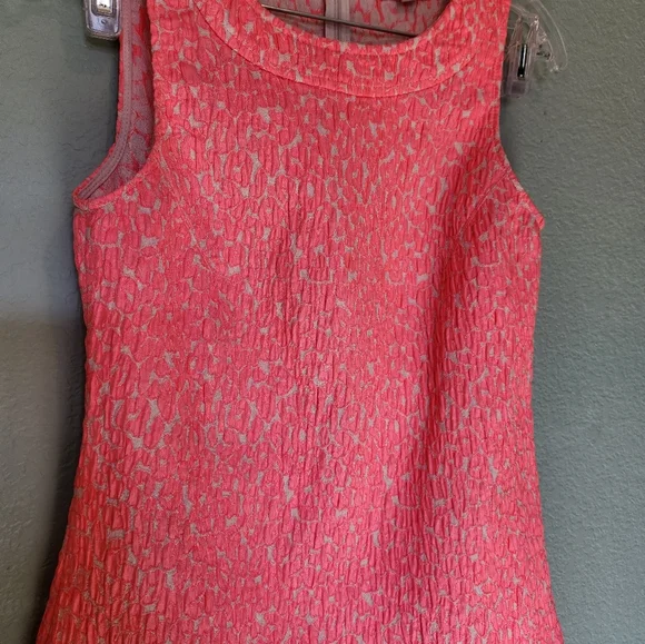 Banana Republic Neon Textured Patterned Stretch Women's 4 Tank Pink Barbiecore. - Picture 2 of 5